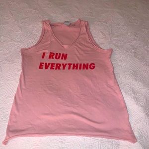Pink XS Junk Food Tank ’I run Everything’